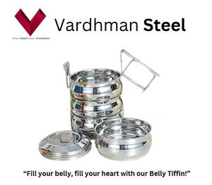 Suministro directo de fábrica de acero inoxidable Tiffin Box de 4 compartimentos Estilo indio Belly Lunch Bento Box Ocasiones escolares Regalos 7x4 - Product Image 2