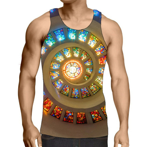 Camiseta sin mangas de algodón para hombre, ropa deportiva para entrenamiento, tejido de gofre en blanco, camisetas sin mangas para gimnasio - Product Image 2