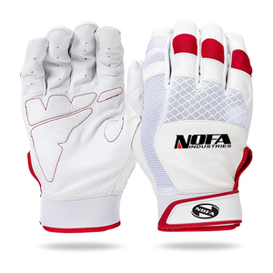 Guantes de Bateo de Cuero Negro/Blanco NOFA INDUSTRIES, Cierre de Hebilla Ambidiestro, Acolchado Duradero, Entrenamiento de Béisbol, Unisex, Adulto - Product Image 2