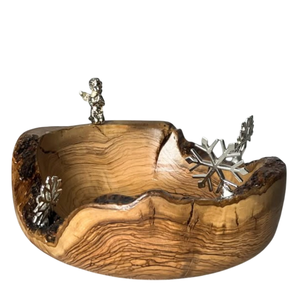 Bol en bois et métal de qualité supérieure Bol en bois d'olivier Bol de service pour salades et collations Bordure dorée élégante au prix de gros - Product Image 3