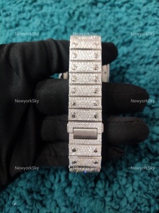 Montre en diamant à quartz naturel de haute qualité Iced Out VVS Clarity Moissanite Diamond Studded Montre en acier inoxydable d'Inde - Product Image 5