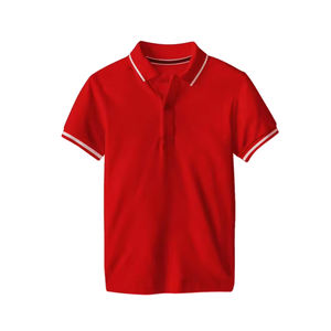Venta al por mayor de moda transpirable Golf Polo Camiseta 100% algodón personalizado rojo color sólido con cuello de costilla y diseño de manga corta - Product Image 1