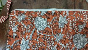 Handmade Quilted Cotton Vintage Lightweight Laptop Sleeve Orange <b>White</b> Floral Print Business Protection Case for 15-Inch Laptops - Product Image 3