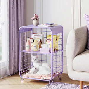 Table de chevet vintage en métal à 3 niveaux, jolie table de chevet avec rangement pour chambre à coucher, salon, dortoir, violet - Product Image 1