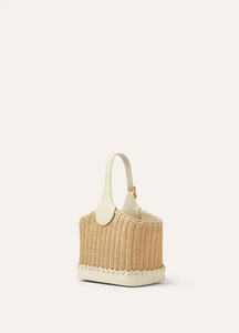 Bobbin Bucket Rattan Handbag, <b>Wicker</b> Handbag With Leather, Handwoven Luxury Handbag For Wholesale, Nhat Minh - Product Image 2