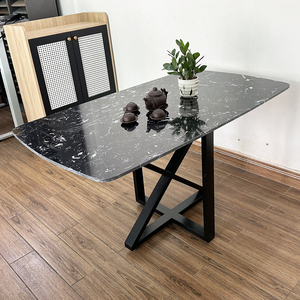 Mesa de Comedor Rectangular Minimalista de 140x80cm con Tapa de Piedra y Patas de Hierro BA68128, Mueble de Salón Ensamblado - Product Image 3