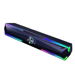 서브 우퍼가있는 브릴리언트 6W RGB 블루 치아 사운드 바 3D 서라운드 사운드가있는 휴대용 PC 게임용 스피커