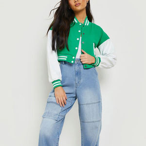 Veste universitaire courte pour femmes sur mesure, streetwear tendance, haut court de style baseball, vêtement d'extérieur léger, fournisseur en gros - Product Image 3