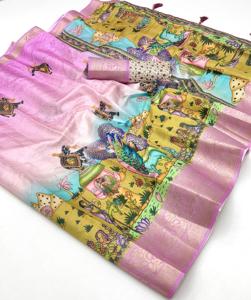 Nouveau lancement : Sari en soie douce Dola avec broderies Siroski et Worli pour femmes adultes, prêt à être expédié, délai de livraison sans échantillon - Product Image 3