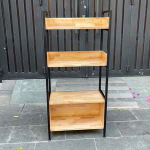 60x32x128cm Rubber Wood 3-Tier Iron Frame Office Organizer KS68095-Easy Standing Installation - Product Image 4