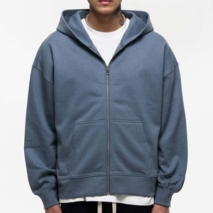 custom Men's zip up hoodies Streetwear <b>drop</b> shoulder heavy weight Cotton Pullover <b>acid</b> washde sweatshirts hoodie for men - Product Image 4