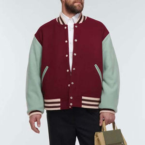 Chaqueta universitaria con cuello levantado para hombre de alta calidad, Mangas de cuero originales, cuerpo de piel de vaca de lana cómodo para invierno para hombre - Product Image 5