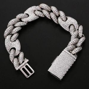 Pulsera de diamante de eslabones cubanos de Hip Hop chapada en oro blanco con personalización personalizada para hombres-Joyería de fiesta - Product Image 6