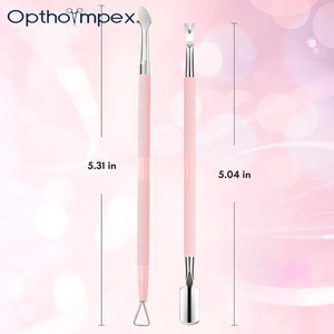 Pousse-cuticules professionnel double extrémité en acier inoxydable réutilisable et durable pour manucure et soin des ongles en salon - Product Image 4