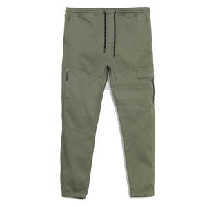 Pantalones Cargo de algodón informales para hombre con multibolsillos, pantalones de entrenamiento teñidos lisos ligeros, Parte delantera plana de cintura media - Product Image 1