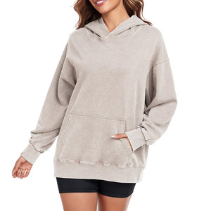 Wholesale Customized Heavyweight Cotton Fleece <b>Acid</b> Washed Unisex <b>Drop</b> Shoulder Full Sleeved Long Length Oversized Winter Hooded - Product Image 3