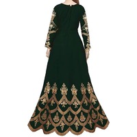 Premium Ethnic Designer Pakistanais Georgette Brodé Salwar Kameez Maxi Robe pour Femmes Vert Dye Wedding Party Wear 2025