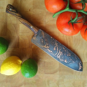 SCL Premium Quality DIY OEM Copper Damascus Steel Chef Knife Straight Reinforced Pakka Wood Handle Multi-Functional Kitchen 1 - Product Image 5