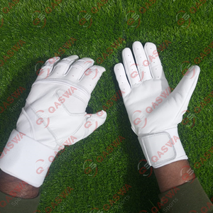 Correa de cuero de vaca Puño Color blanco Antideslizante Agarre fuerte Guantes de bateo de béisbol para juegos de béisbol - Product Image 1