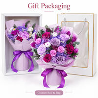Bouquet de roses éternelles en gros avec ours en peluche, cadeau floral durable pour la Saint-Valentin, approvisionnement en vrac personnalisé