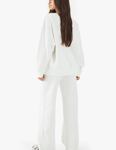 Conjunto Deportivo Holgado de Moda para Mujer, con Costuras Simples, Apliques Personalizados, Algodón French Terry, Cintura Doble, Cuello Redondo - Product Image 2