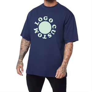 Custom Logo Printed Oversized 100% Cotton Summer T-<b>Shirt</b> for Men Drop Shoulder Loose Fit Street Wear Tee - Product Image 3