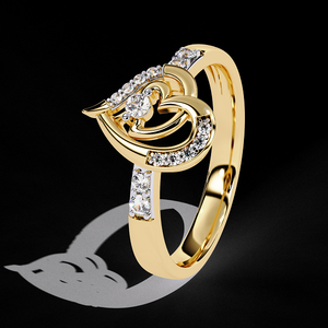 Romantic Custom Engagement Promise Ring 14K 18K Gold Heart Shaped Natural Diamond Fine Jewellery Ideal For Anniversary - Product Image 1