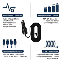 Adaptateur de charge pour voiture OEM 12V 24V avec câble, sortie USB C 5V, chargeur de voiture adapté aux téléphones portables, aux enregistreurs de conduite et aux coussins de massage pour voiture