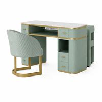 Table de manucure moderne de luxe avec plateau en marbre, collecteur de poussière, tiroirs de rangement, bureau à ongles mobile, mobilier écologique pour salon de beauté et centre commercial