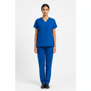 Conjuntos de Uniformes Médicos para Enfermeras, Manga Corta, Azul, Spandex/Poliéster, Tejido de Punto, Unisex, con Detección de Agujas, Tallas Personalizables, Logotipo - Product Image 1