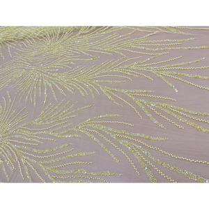Voilage Brodé Luxe Effet Rayon de Soleil Doré, Tissu 100% Polyester Organza Léger et Transparent pour Rideaux de Maison - Product Image 2