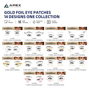 Autocollant de tatouage temporaire métallique doré imperméable pour le corps, le visage, les yeux, bijoux, festival de musique, rave, Halloween, maquillage de fête - Product Image 2