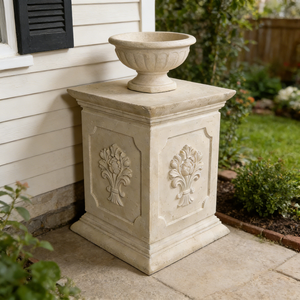 Piedistallo in Resina Stile Europeo <span class=keywords><strong>Classico</strong></span>, Base Decorativa con Fiori in Rilievo per Sculture e Vasi, Lussuoso Espositore per Arte da Interni - Product Image 5