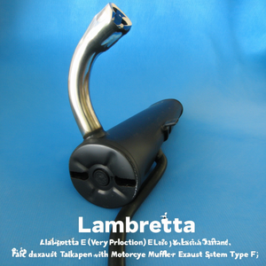 Pot d'échappement gauche Lambretta E (production très tardive) avec silencieux de moto, système d'échappement type F - Product Image 3