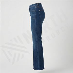 Jeans évasés taille haute, couleur personnalisée, denim extensible, coupe slim, bootcut, poches plaquées sur le devant, jeans tendance pour femmes, look vintage, pantalon - Product Image 3