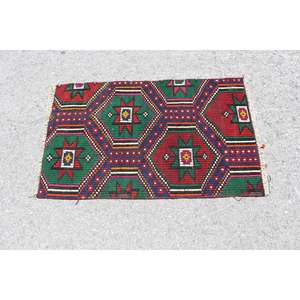 Alfombra vintage, pequeña, de 2.2x3.6 pies, alfombra Kilim roja con lunares - Product Image 3