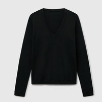 Top tendance femmes col en v chandails pull uni teint femmes col en v chandails