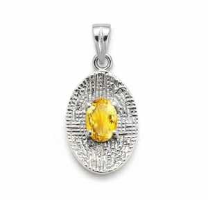 Colgante Ovalado de Citrino en Plata de Ley 925 con Topacio Amarillo Natural, Engaste de Garras, Estilo Clásico, Joyería para Uso Diario - Product Image 3