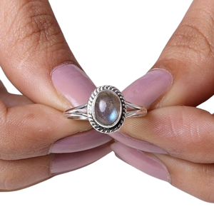 Bague classique faite à la main 925 bijoux en argent massif pour femmes 925 argent Sterling Labradorite pierre précieuse Boho Style bague soeur - Product Image 1