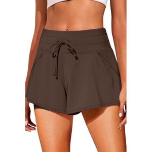 Pantalones cortos de entrenamiento de cintura alta para mujer, pantalones cortos transpirables de doble capa con bolsillos laterales para ocio al aire libre, Fitness, Yoga - Product Image 5