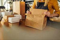 Machine automatique de fabrication de sacs en papier à fond carré, moteur PLC, unité d'impression flexo, équipement pour sacs d'épicerie en kraft, largeur 80-550 mm