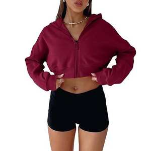 Women's Lightweight Zip Hooded Sweatshirts <b>Long</b> <b>Sleeve</b> Cropped Athletic <b>Tops</b> Summer Fitness Workout Breathable Washed Style-<b>Y2K</b> - Product Image 6