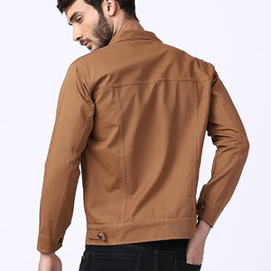 OEM vêtements de rue couleur unie marron conception personnalisée veste en jean vente chaude hommes décontracté élégant coton denim veste en jean - Product Image 6