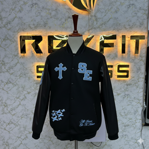 Veste pour homme en laine et en soie brodées de haute qualité avec fermeture à bouton couvert vestes Lettermen vestes - Product Image 6