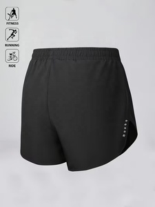 Shorts de course décontractés pour hommes de haute qualité, couleur noire unie, séchage rapide, taille élastique, style sportif, longueur courte, matière polyester - Product Image 1