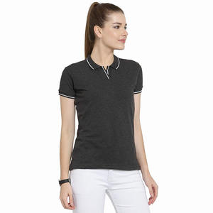 Polo de mujer de alta calidad, Color negro, ajustado, cuello vuelto, ropa de calle, Polo de Golf para niñas - Product Image 3