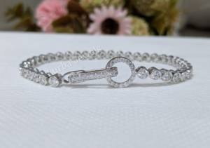 Pulsera de Diamantes Cultivados en Laboratorio de Corte Redondo de 4.50 Ct para Mujer, Oro Blanco/Amarillo Sólido de 10k/14k/18k, Regalo de Lujo para Bodas y Fiestas - Product Image 2