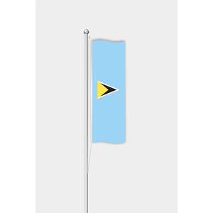 Drapeau de voiture extérieur en aluminium Sainte-Lucie, design vertical avec impression numérique, en polyester et soie - Product Image 1