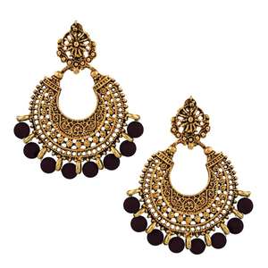 Tip <b>Top</b> Fashions Gold Plated Brown Beads Dangle <b>Earrings</b> 1311026F Fine Dangle Jewelry - Product Image 1