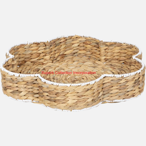 Vente en gros de panier de rangement en jacinthe d'eau naturelle plateau tissé écologique plateau de service bohème pour la décoration intérieure au prix le plus bas - Product Image 1